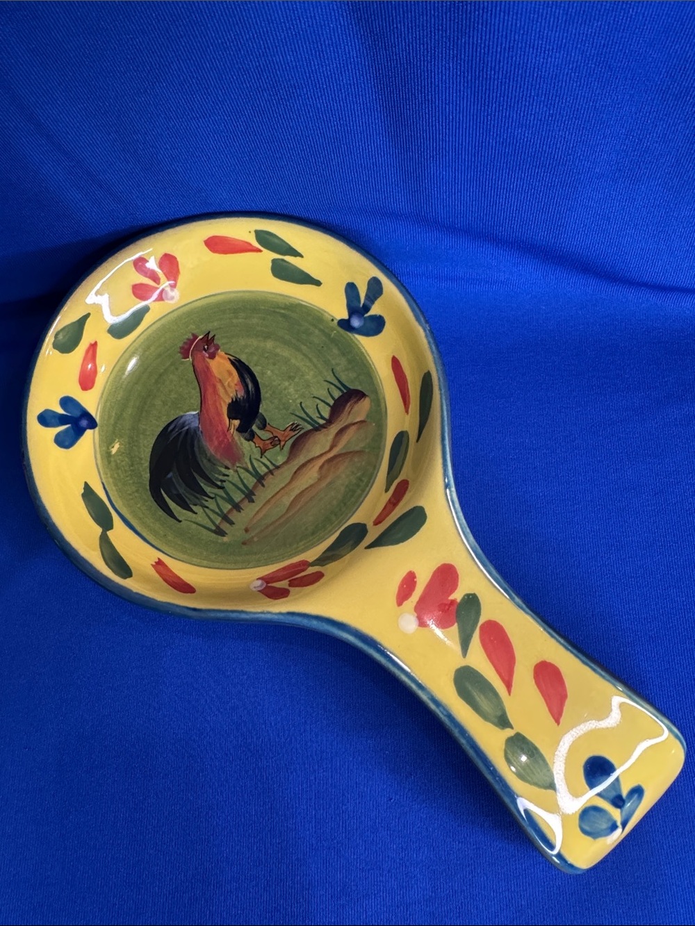Styles-Eyes Rooster Spoon Rest Hand Painted Ceramic by Baum Brothers 9.25 x 5.0